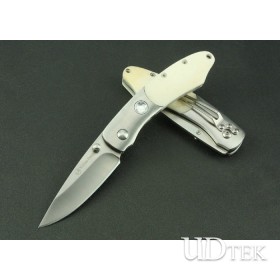 OEM Snow White copper and camel bone handle outdoor folding survival knife UDTEK01857